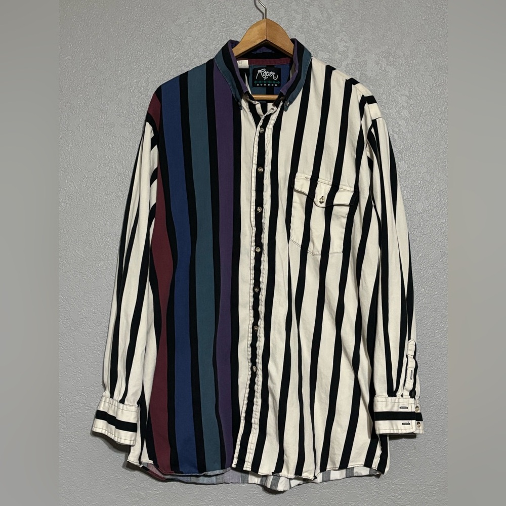 Men’s striped long sleeve button up